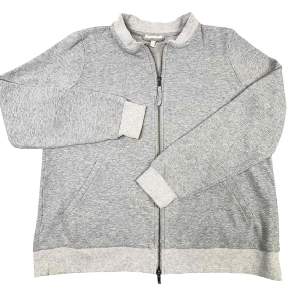 Eileen Fisher Gray Organic Cotton Knit 2 Way Zip Bomber Jacket X - Picture 12 of 13
